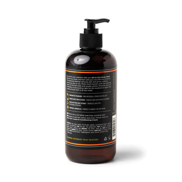 Hair Face and Body All-In-One Wash - Bourbon Cedar 473ml