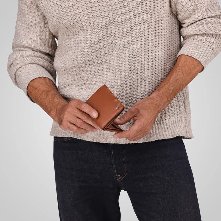 Large Bifold Wallet With ID Window - Tan