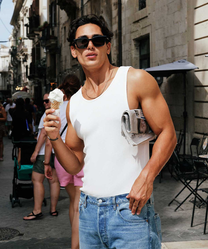 The Brando Ribbed Singlet - White
