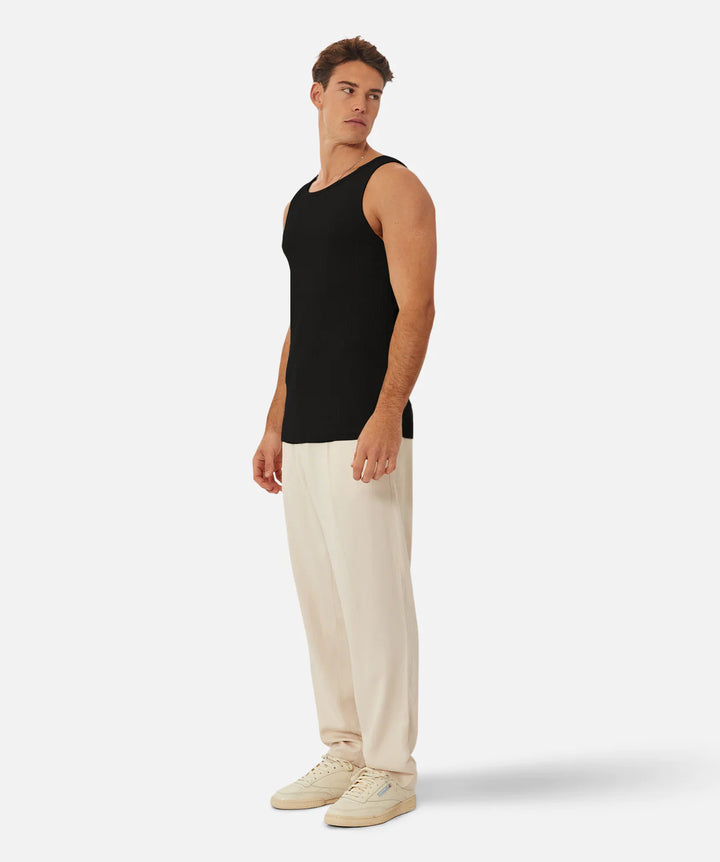 The Brando Ribbed Singlet - Black
