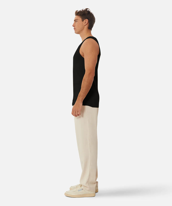 The Brando Ribbed Singlet - Black