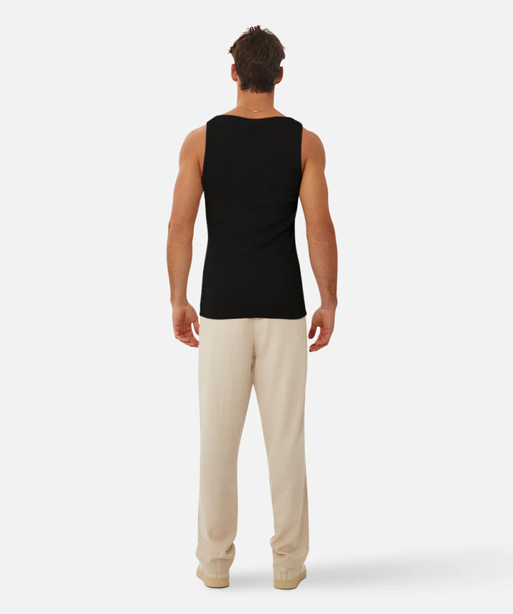 The Brando Ribbed Singlet - Black