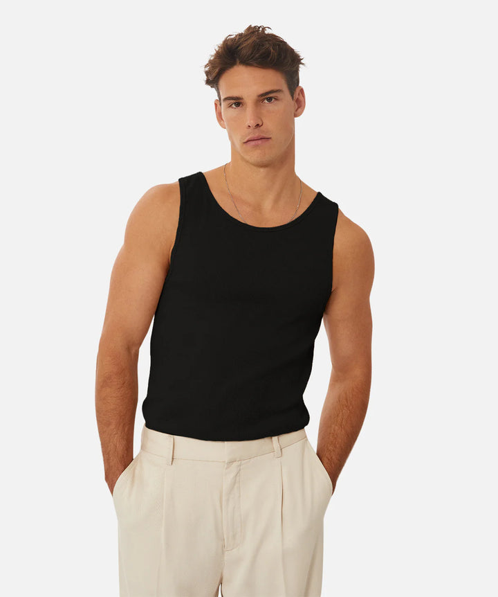 The Brando Ribbed Singlet - Black