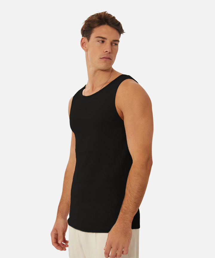 The Brando Ribbed Singlet - Black