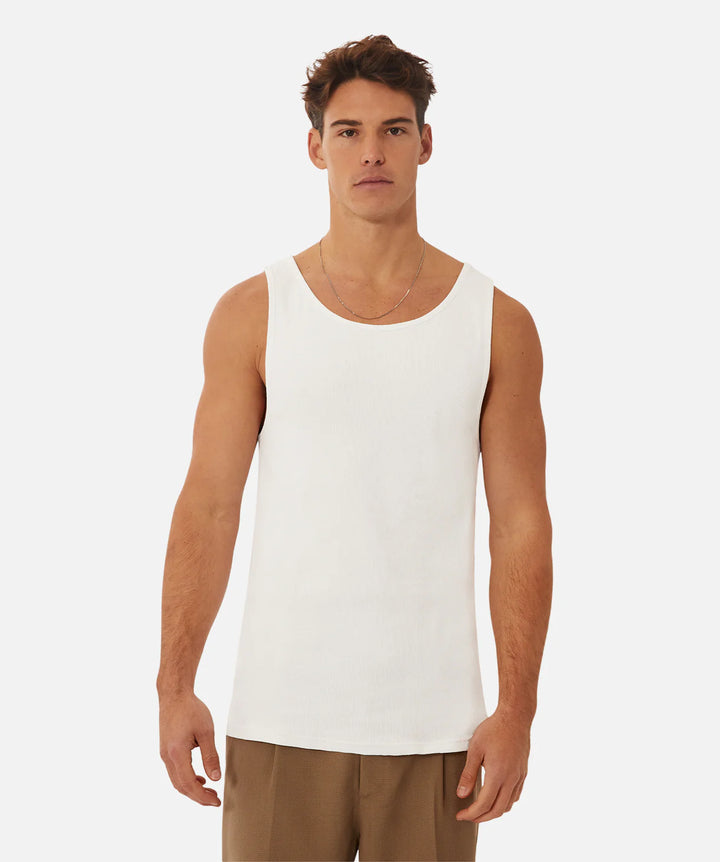 The Brando Ribbed Singlet - White