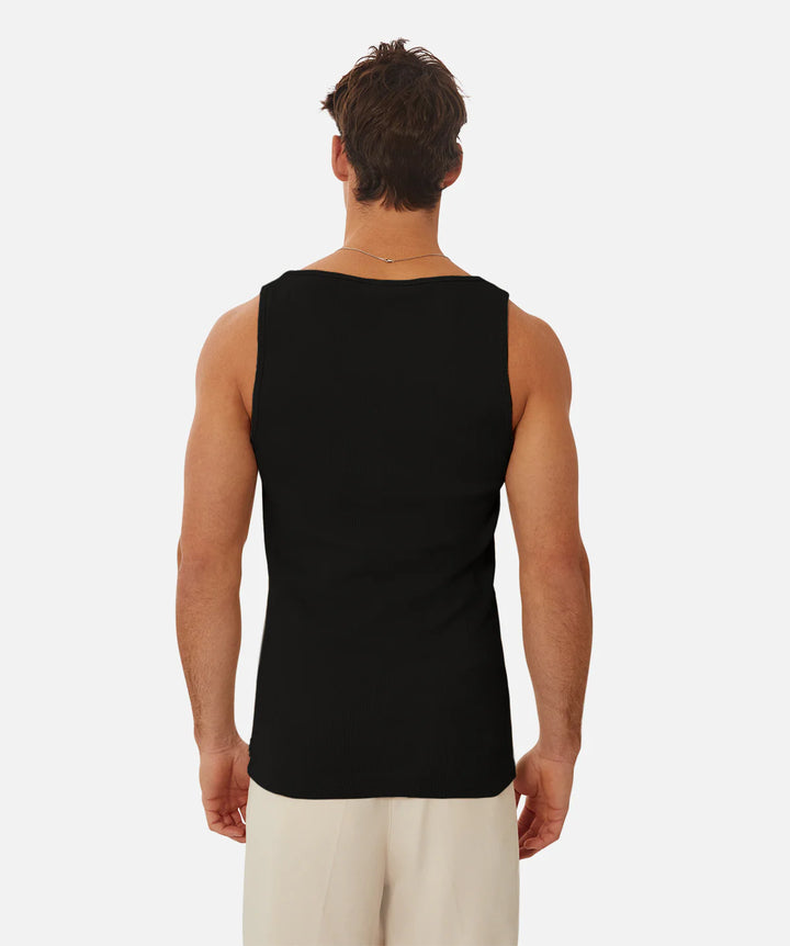 The Brando Ribbed Singlet - Black