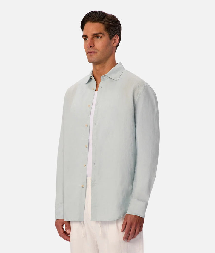 The St Martins L/S Linen Shirt - Blue Haze