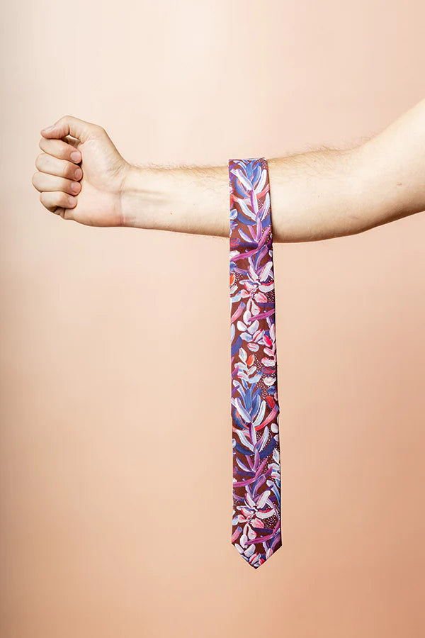 Cotton Tie - Protea Burgundy