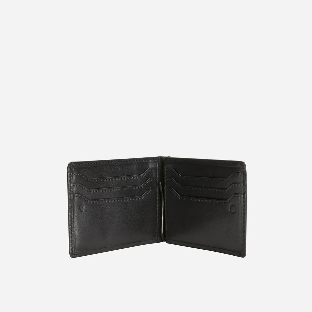 Leather Money Clip Wallet - Black