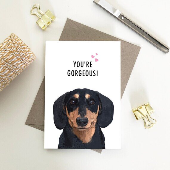 You Are Gorgeous Dachsund Card