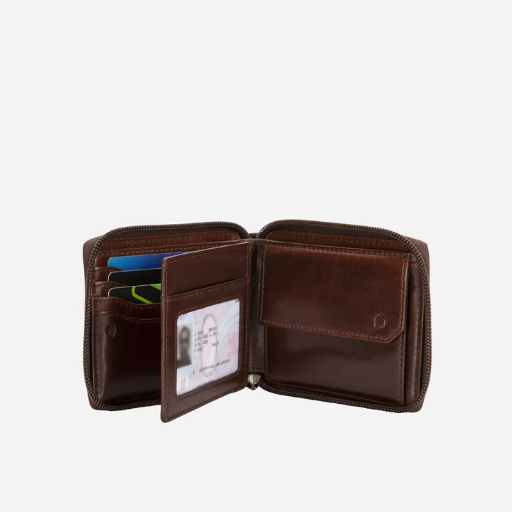 Large Zip Around Wallet With Coin - Mocha