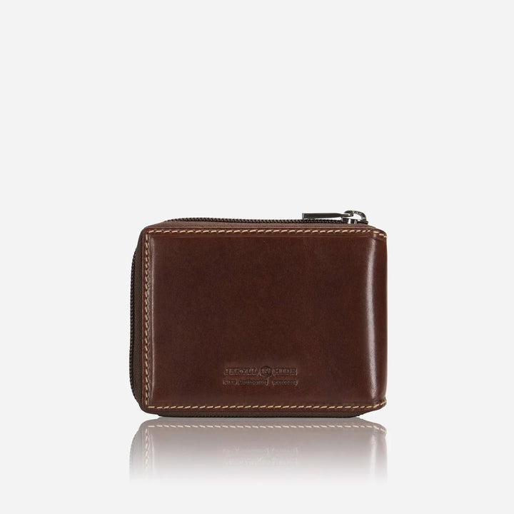 Large Zip Around Wallet With Coin - Mocha