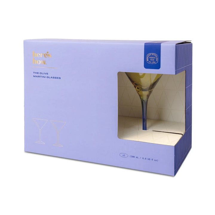 The Olive Martini Glasses- Olive & Cobalt