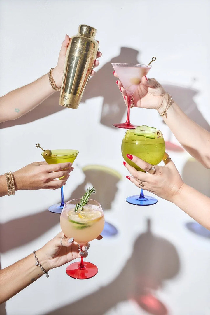 The Olive Martini Glasses- Olive & Cobalt