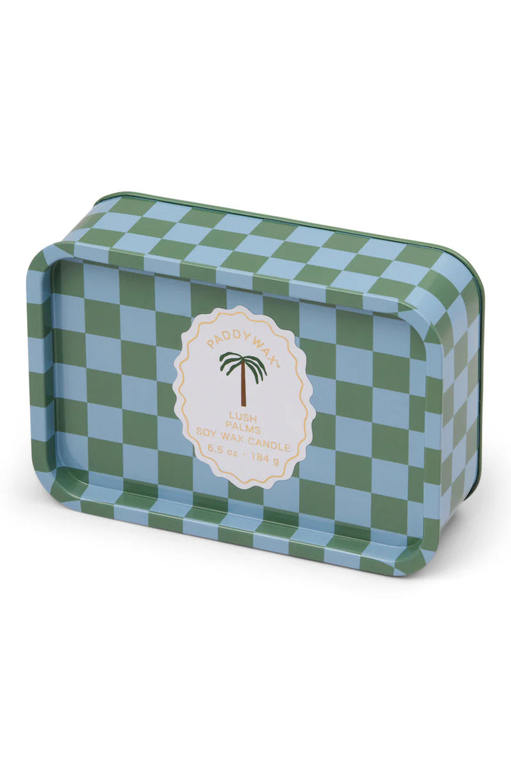 A Dopo 6oz Palm Printed Tin Candle - Lush Palms