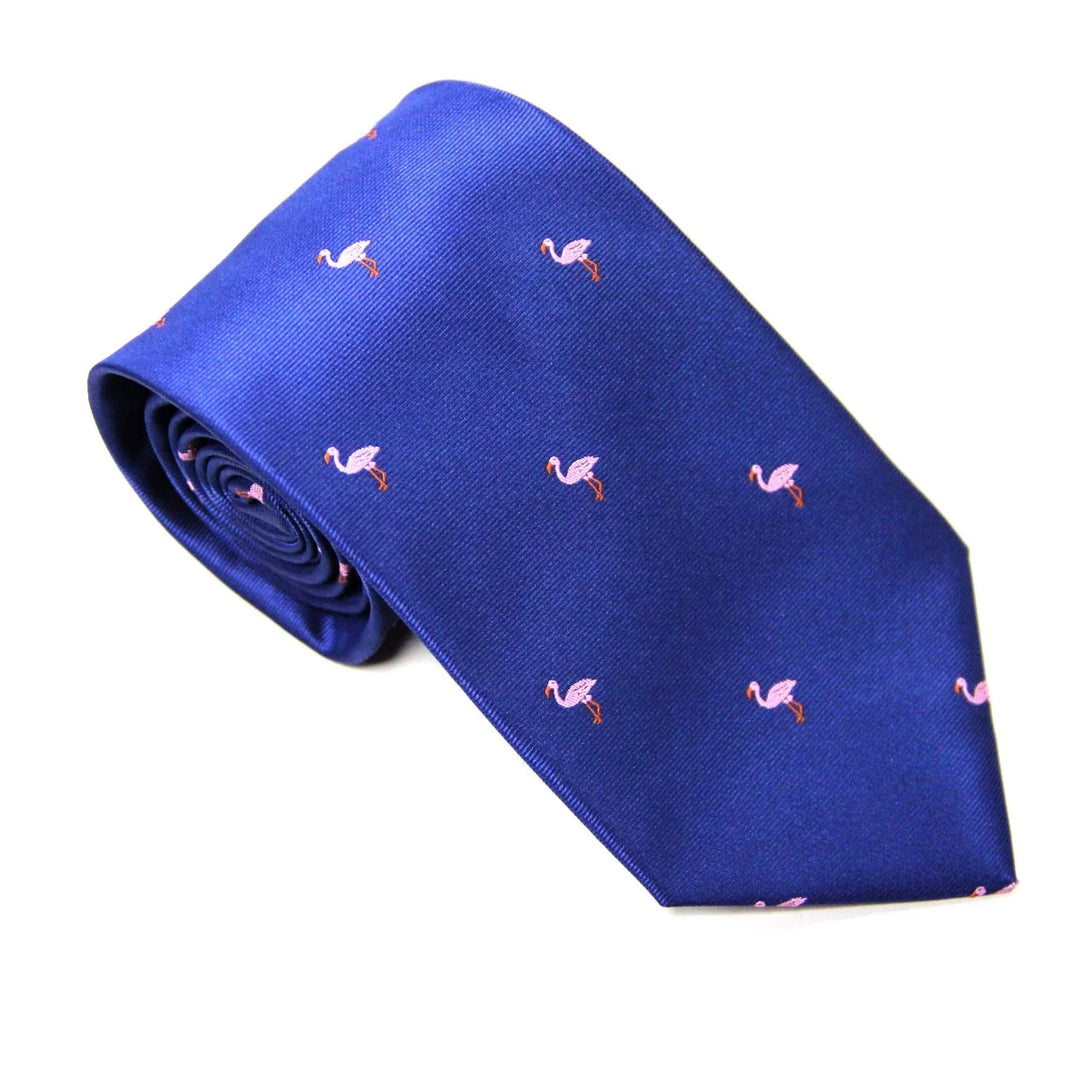 Pink Flamingo Navy Skinny Tie
