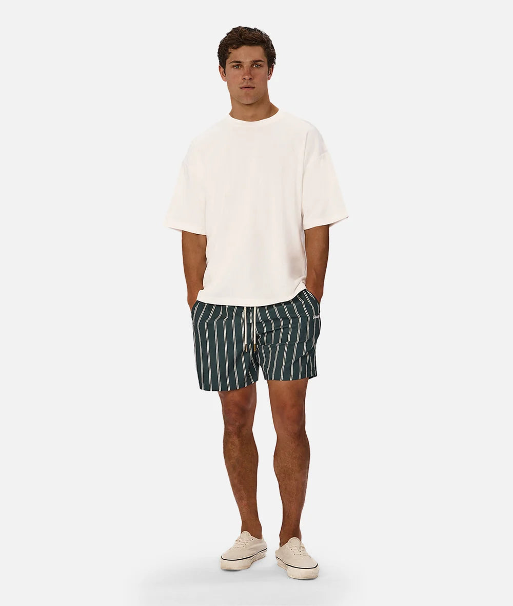 The Posada Swim Short - Pine/White