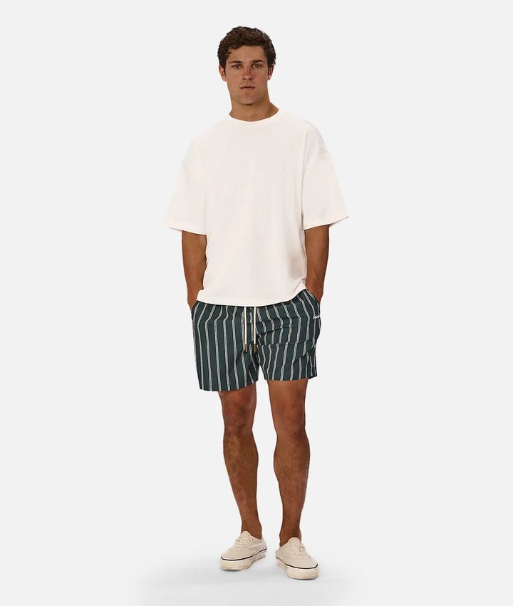 The Posada Swim Short - Pine/White