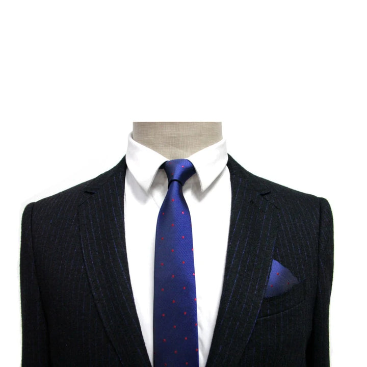 Red Polka Dot Navy Skinny Tie