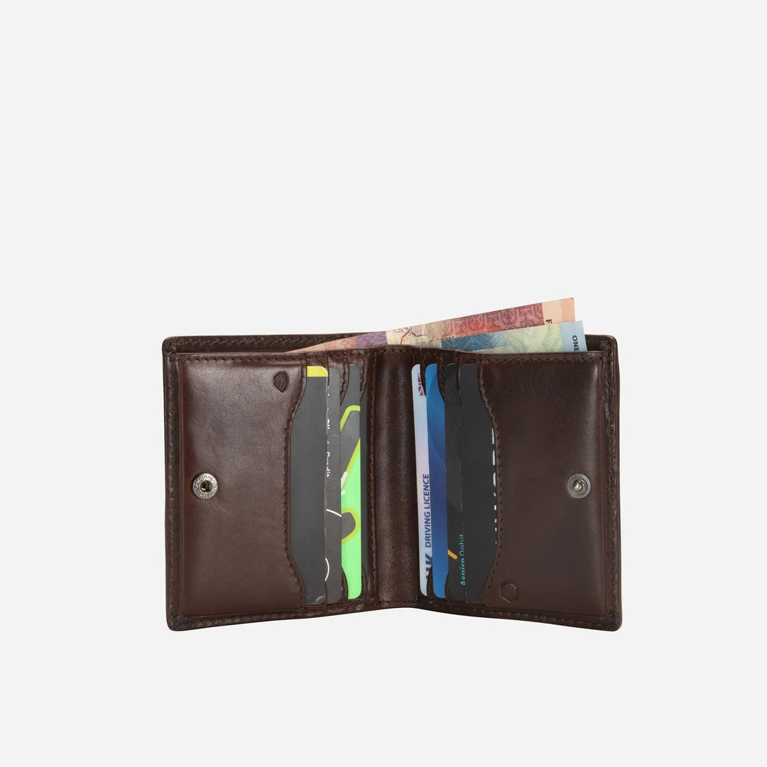 Slim Bifold Card Holder With Coin - Mocha
