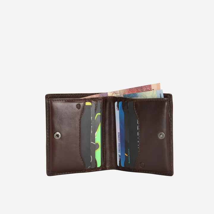 Slim Bifold Card Holder With Coin - Mocha