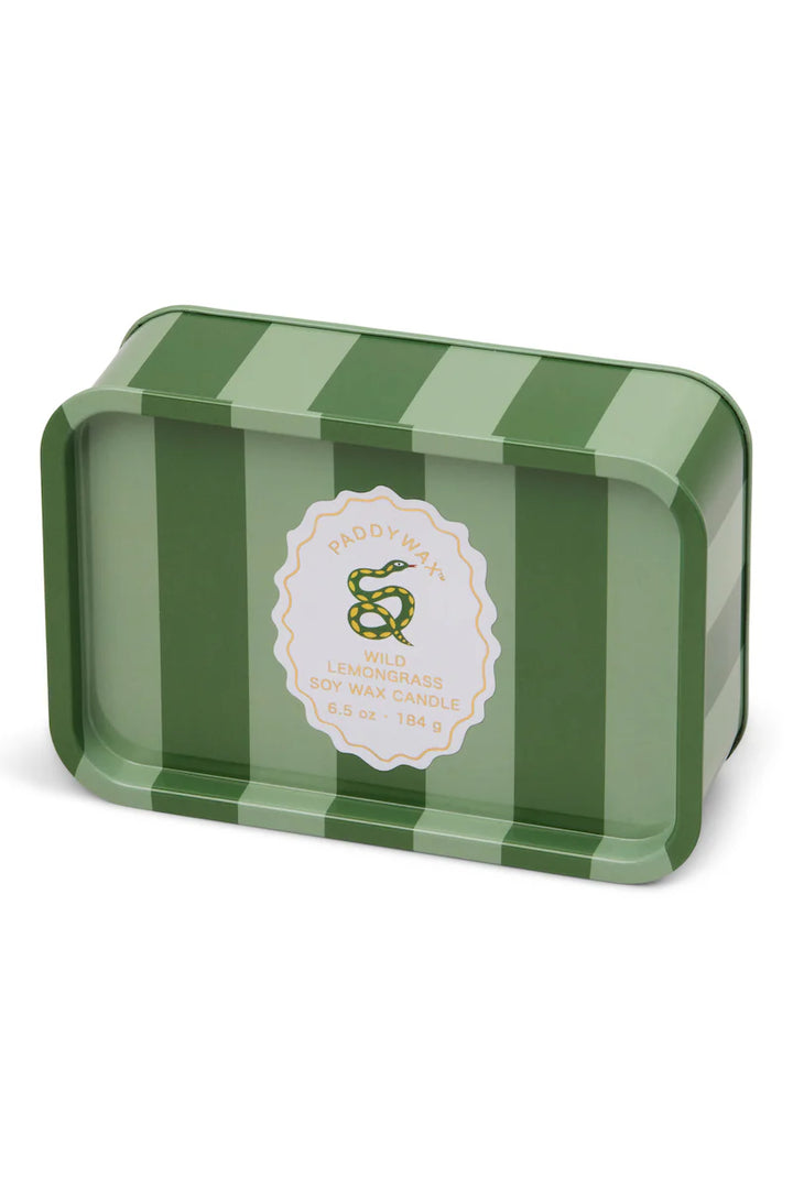 A Dopo 6oz Snake Printed Tin Candle - Wild Lemongrass
