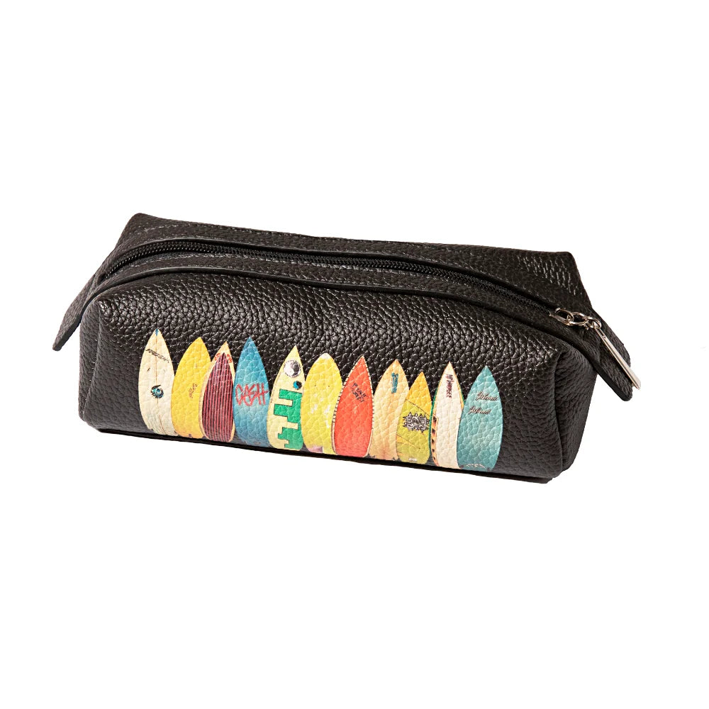 Vintage Surf Boards Mini Toilet Bag - Black