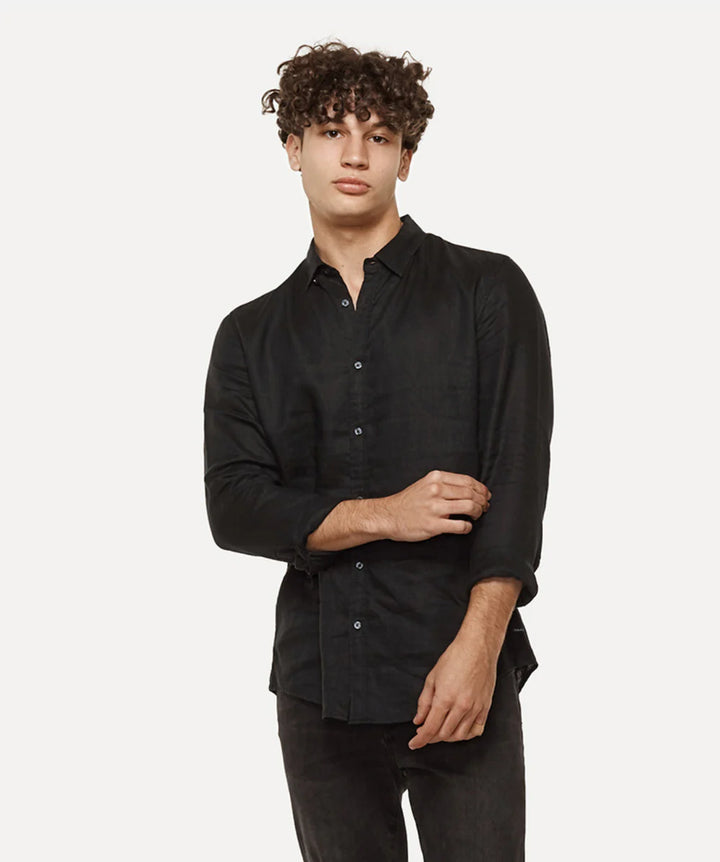 The Tennyson Linen Shirt - Black