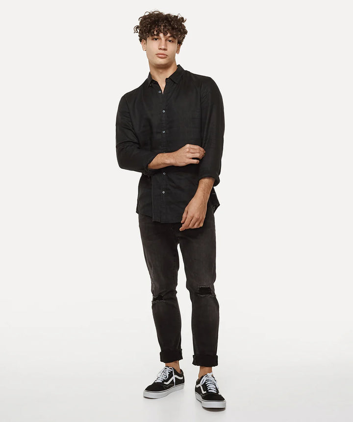 The Tennyson Linen Shirt - Black