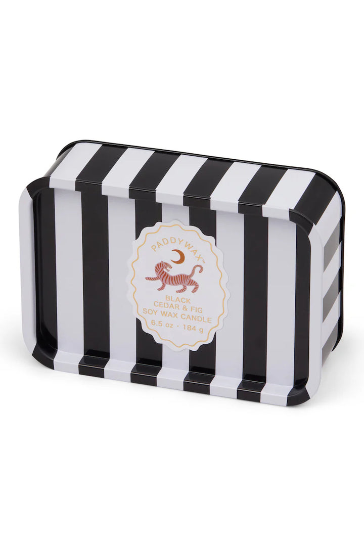 A Dopo - 6oz Tiger Printed Tin Candle - Black Cedar & Fig