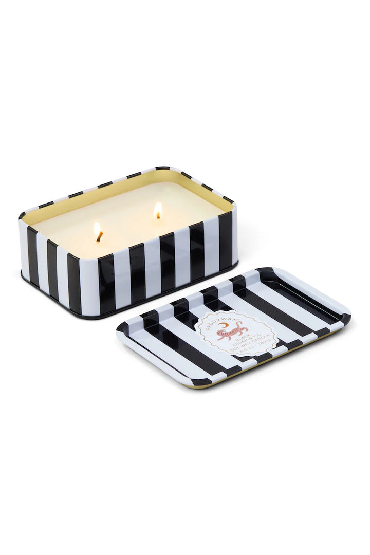 A Dopo - 6oz Tiger Printed Tin Candle - Black Cedar & Fig