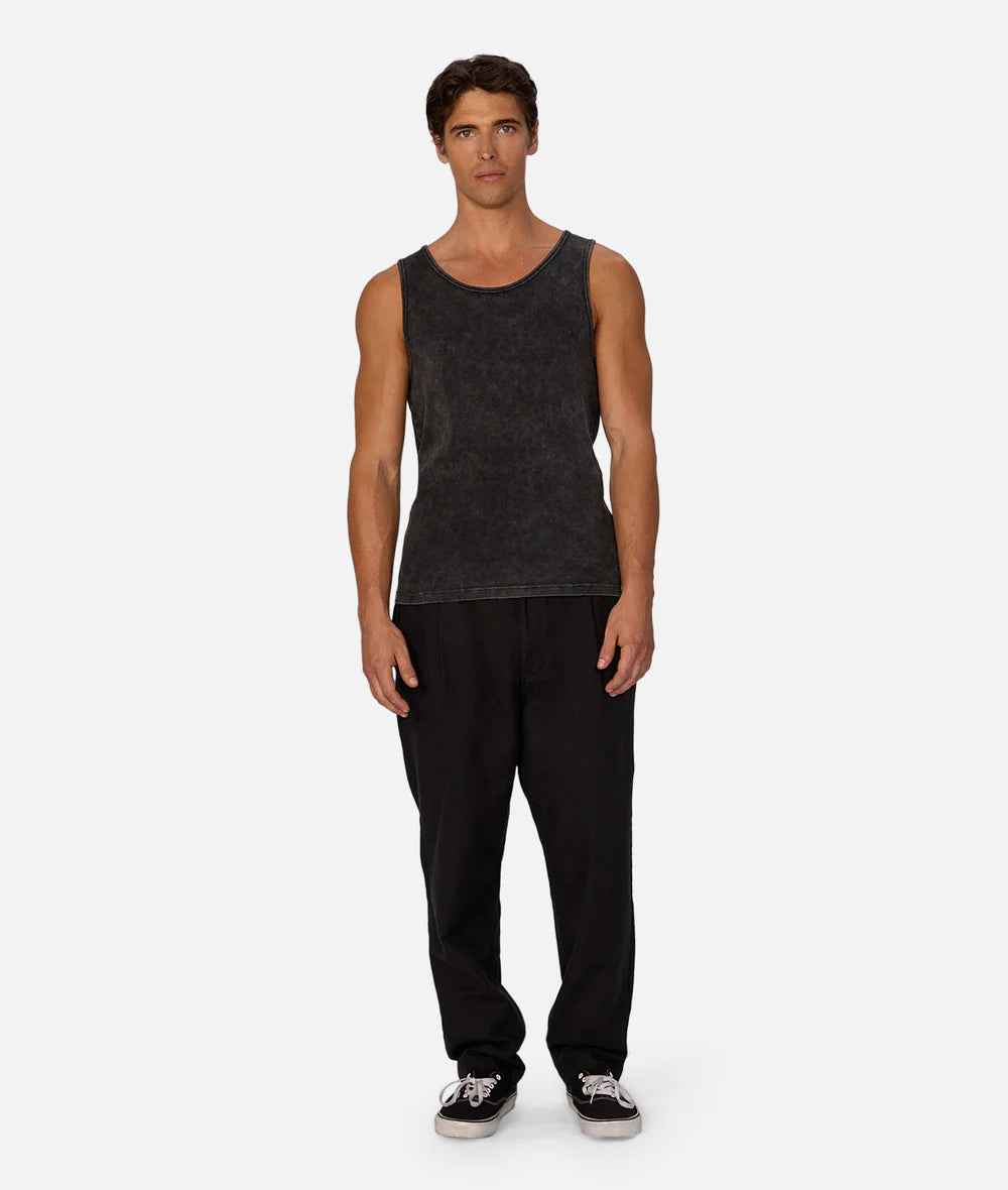 The Washed Brando Ribbed Singlet - Washed Black