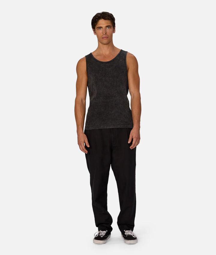 The Washed Brando Ribbed Singlet - Washed Black