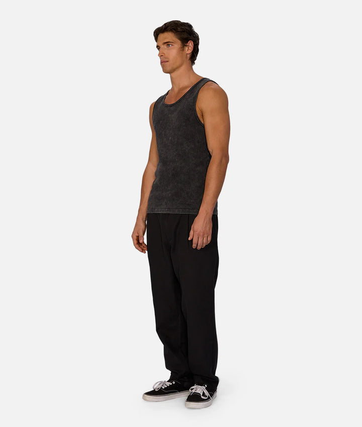 The Washed Brando Ribbed Singlet - Washed Black