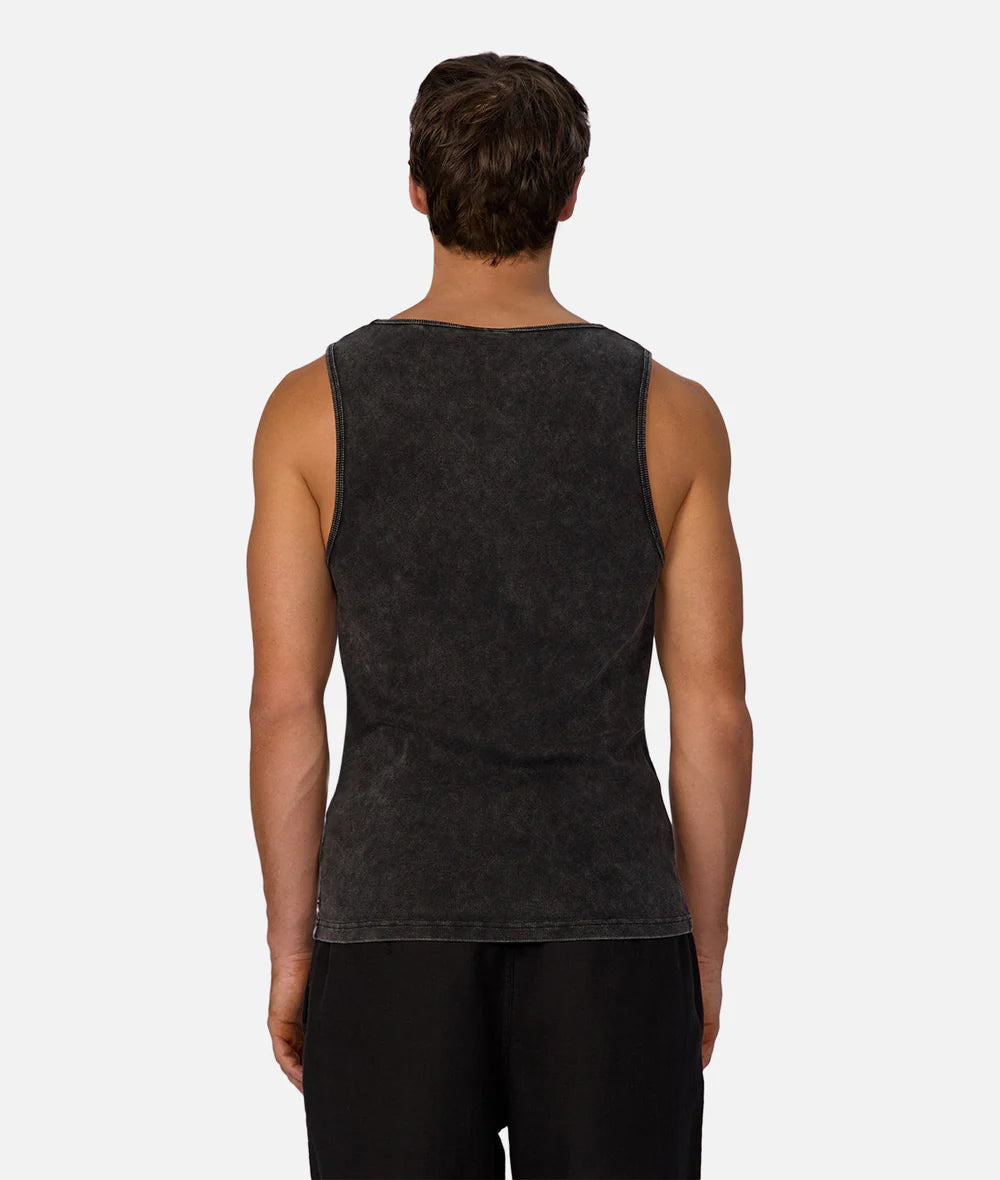 The Washed Brando Ribbed Singlet - Washed Black