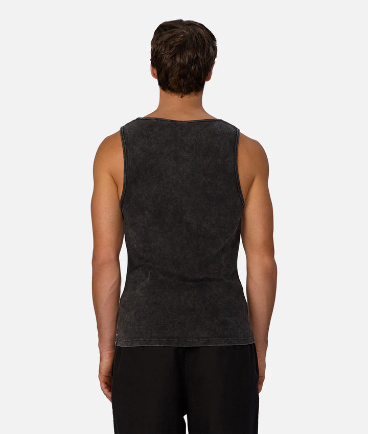 The Washed Brando Ribbed Singlet - Washed Black