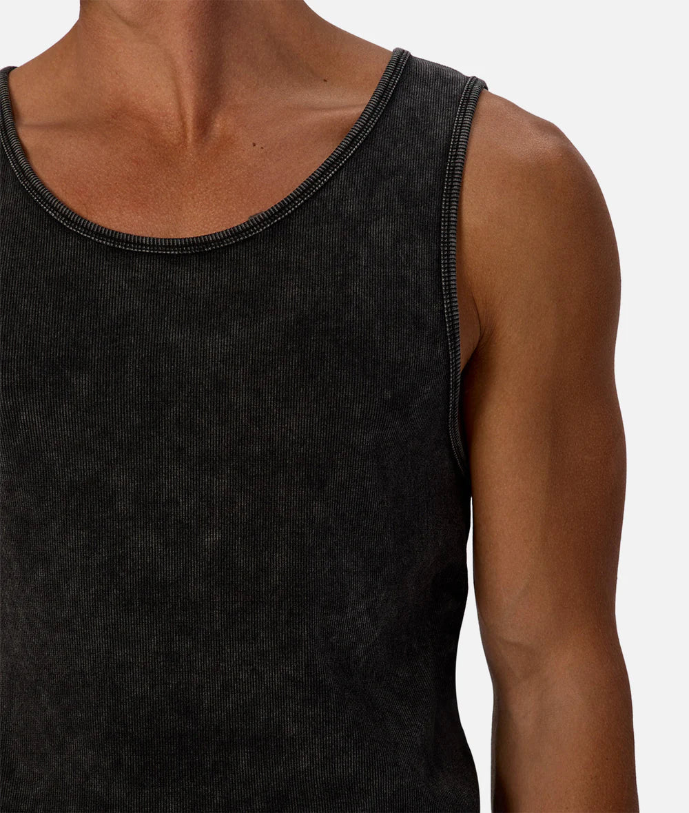 The Washed Brando Ribbed Singlet - Washed Black