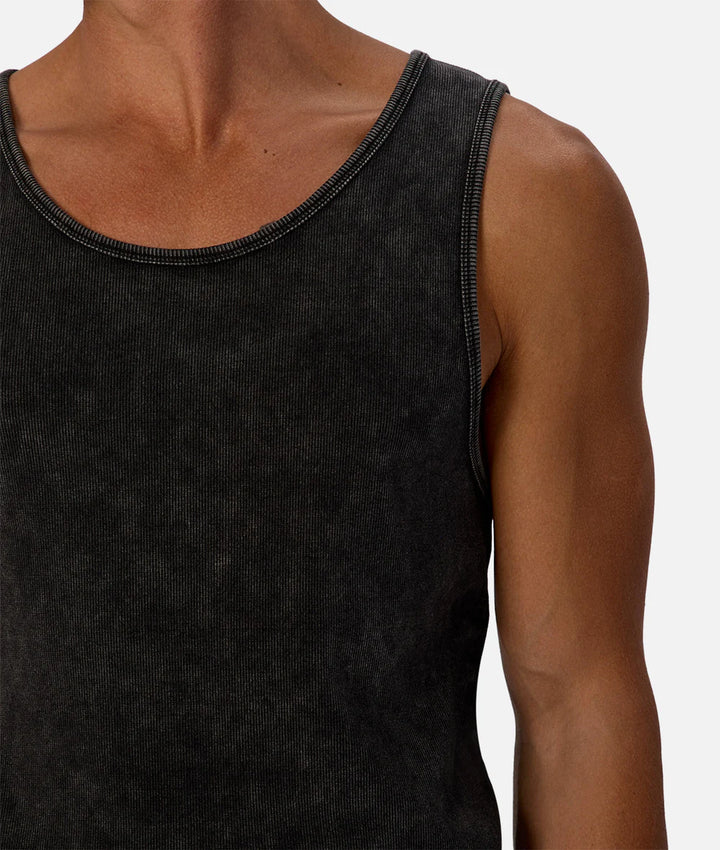 The Washed Brando Ribbed Singlet - Washed Black