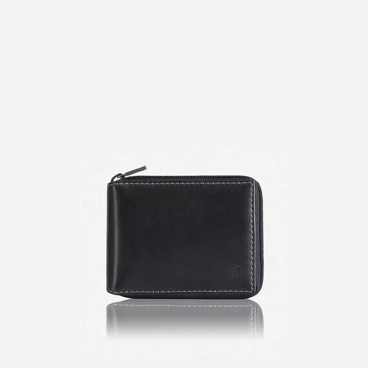 Large Zip Around Wallet With Coin - Black