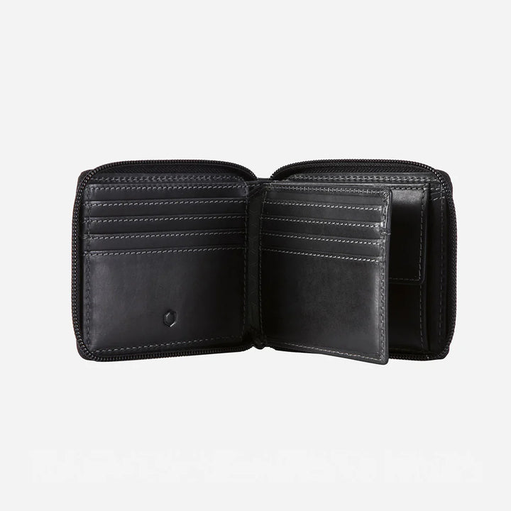 Large Zip Around Wallet With Coin - Black