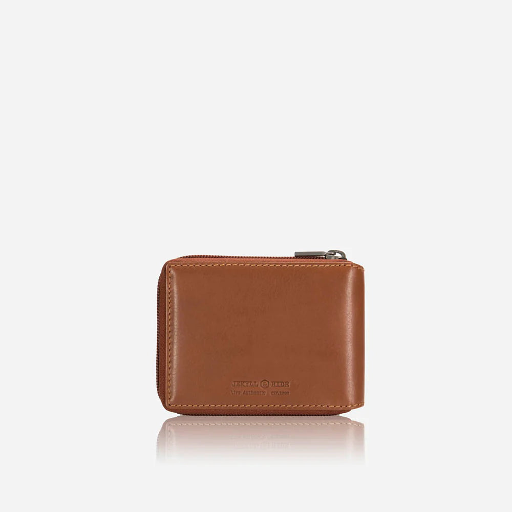 Large Zip Around Wallet With Coin - Tan