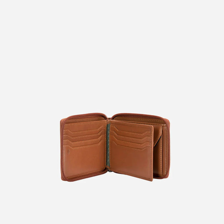 Large Zip Around Wallet With Coin - Tan