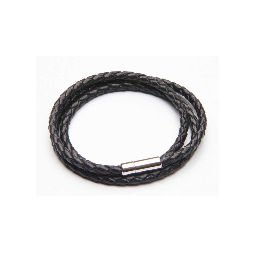 Black Leather Triple Wrap Bracelet