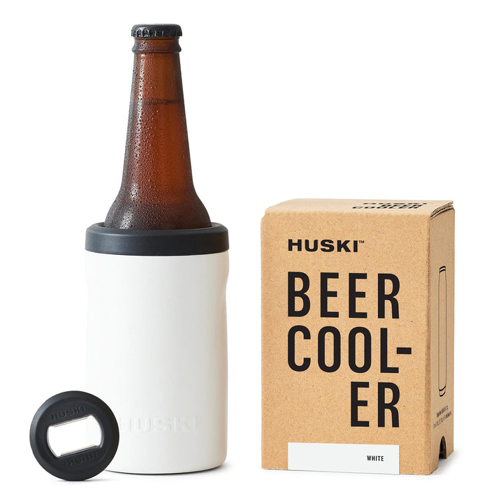 Huski Beer Cooler 2.0 in White – keeps beer bottles and cans cold