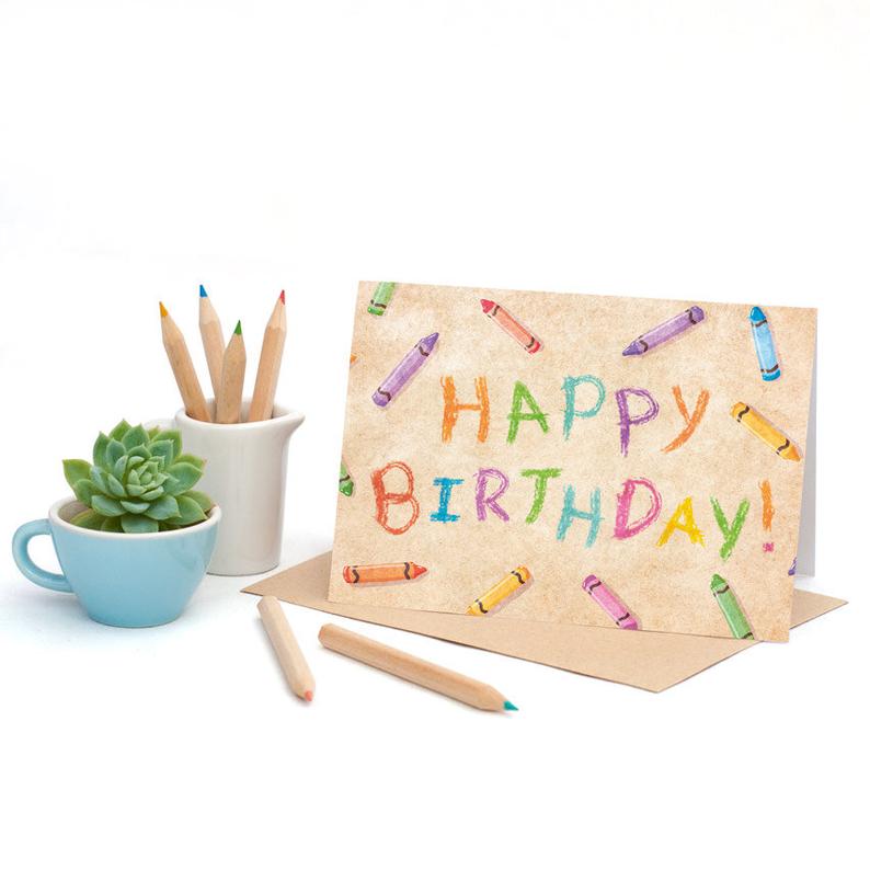 Birthday Crayons-Greeting Card