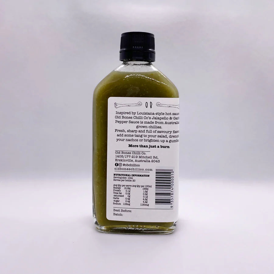 Old Bones Chilli Co - Jalapeno & Garlic Pepper Sauce